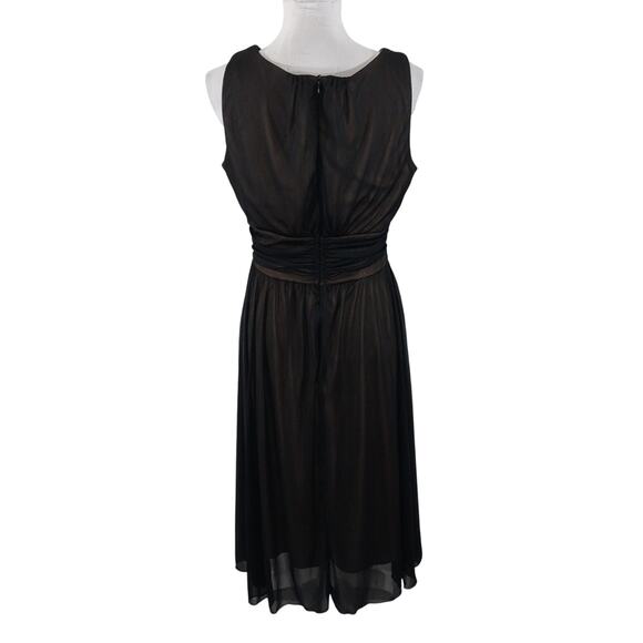 CONNECTED APPAREL! SHEER, FINEST BLACK NET OVER NUDE BEIGE, DREAMY DRESS! SZ 10 - Picture 6 of 10